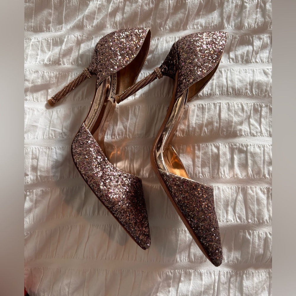 Badgley Mischka Glitter Heels - Pink Sparkle - Picture 7 of 8